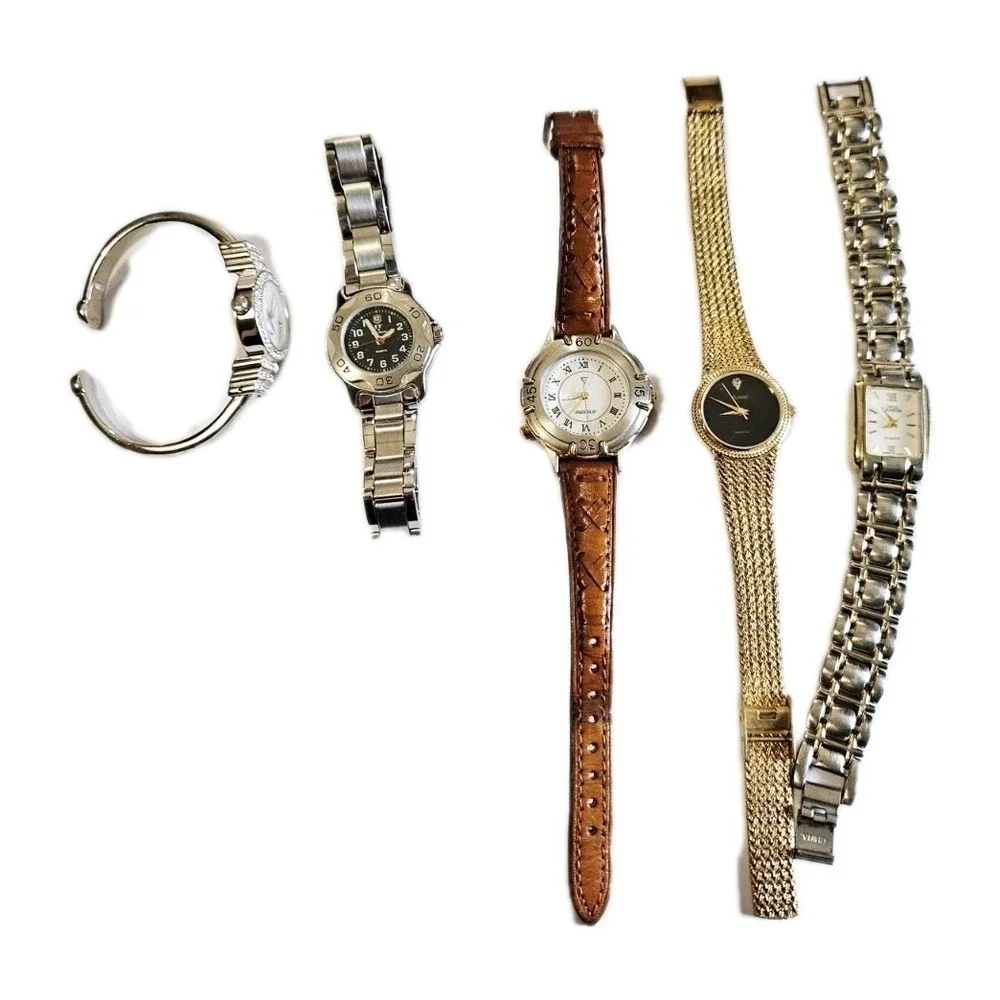 Wrist Watch Mixed Lot Ladies Various Brands Gold, Silver, And Leather Colored‎